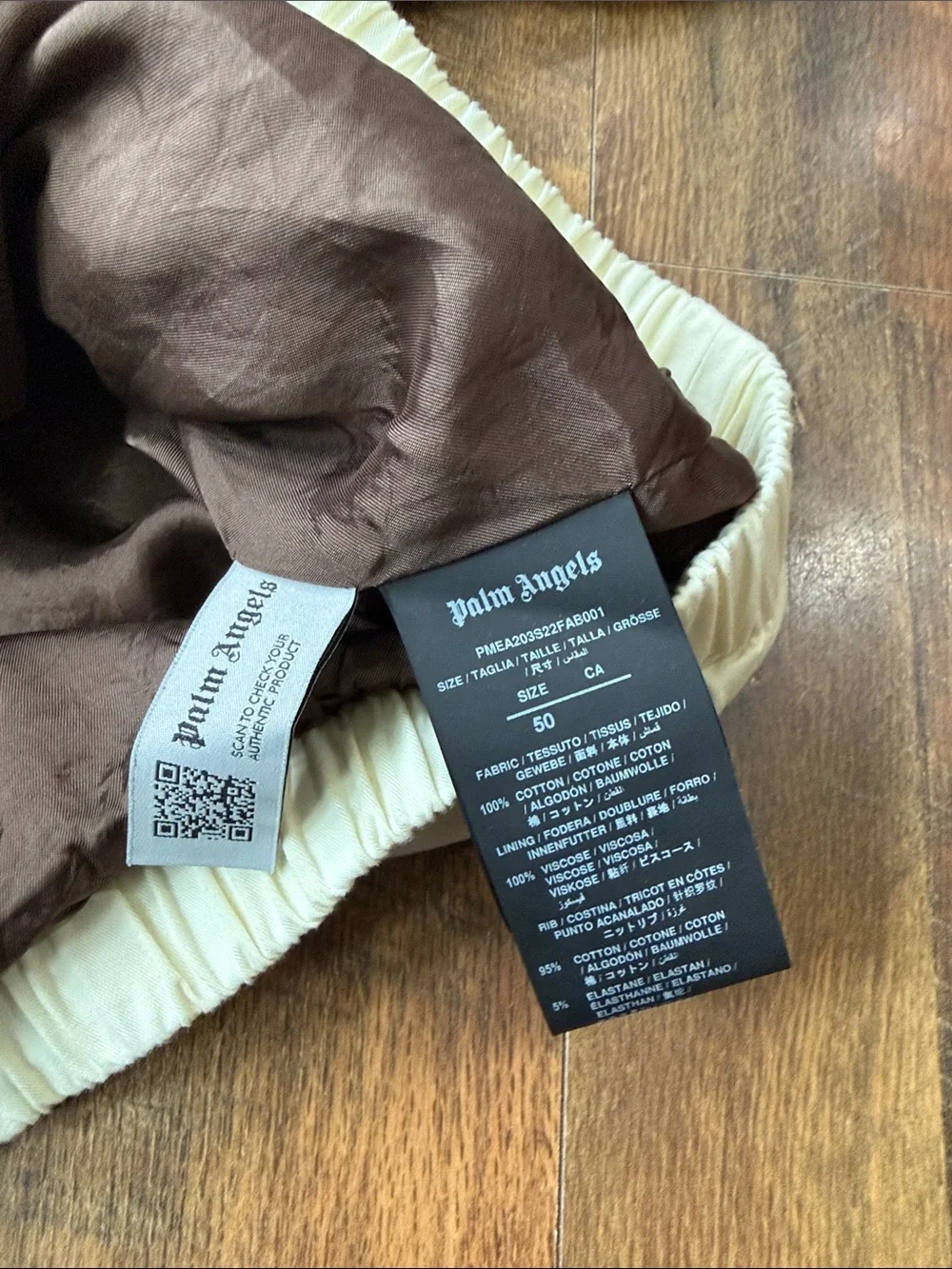 Palm Angels Colorblock Bomber Jacket Cream Yellow Brown Size 50 Large